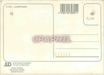 Bretanha — paisagens, produtos e trajes — Edições Dubray, n° D 1041 — Verso