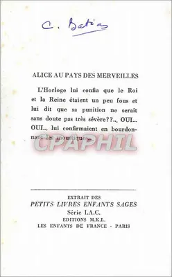 Alice no país das maravilhas — excerto dos Pequenos Livros Crianças Bem-Comportadas — Edições M.K.L. Paris — Verso