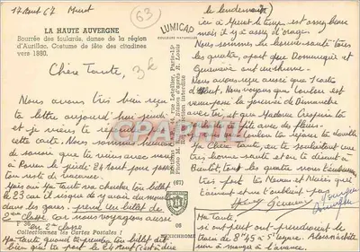 Tradycyjna taniec — Bourrée des Foulards, Auriac — wydawca LUMICAP, n° (67) — Rewers