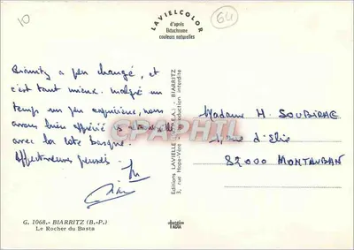 O Rocher do Basta — Biarritz — Edições LAVIELLE — Verso