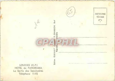 Hotel del Panorama — Lourdes — Edición Quinault — Reverso