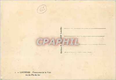 Lourdes — panorama miasta widziana z Pic du Jer — Wydawnictwo P. DOUET Lourdes — Rewers