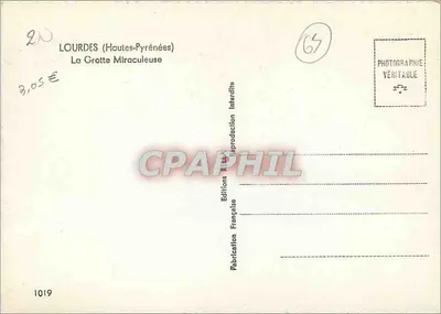 Lourdes — La Grotte Miraculeuse — Éditions Française, n° 1019 — Rewers
