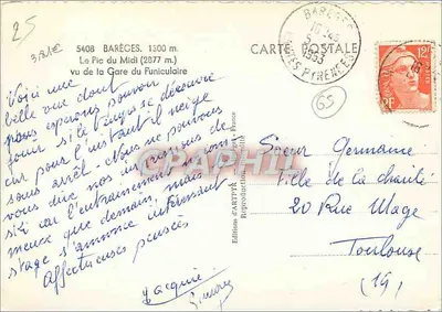 El Pic du Midi (2877 m) visto desde la Estación del Teleférico — Barèges — Ediciones d'ARTPYR — Reverso