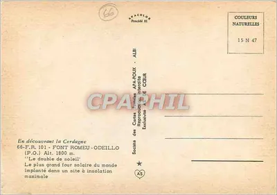 O dobro do sol — Font Romeu-Odeillo, França — Sociedade das Cartas Tônicas APA-POUX — Verso
