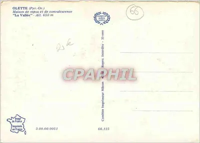 Olette (Pyrénées-Orientales) — Casa de repouso "La Vallée" — Impressor Combier — Verso