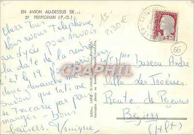 Widok z powietrza Perpignan — Wieża Miasta — Wydawnictwo Lapie Service Aérien — Rewers