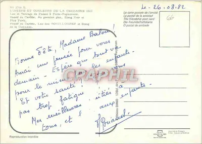 La Cerdagne — paisagens e barragem — Edições DINO — Verso