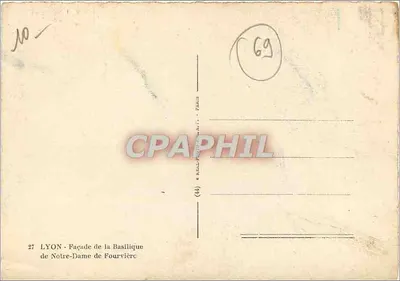 LYON - Fachada da Basílica de Nossa Senhora de Fourvière — editor RIEL-PIERRE, PARIS, n° 27 — Verso