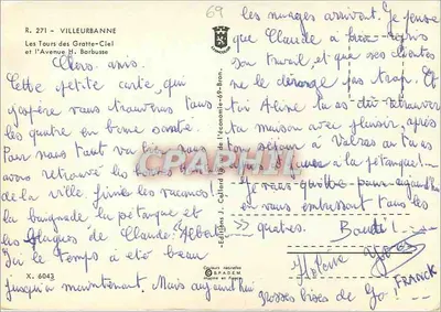 As Torres dos Rascadores e a Avenida H. Barbousse — Villeurbanne — Edições J. Callard — Verso