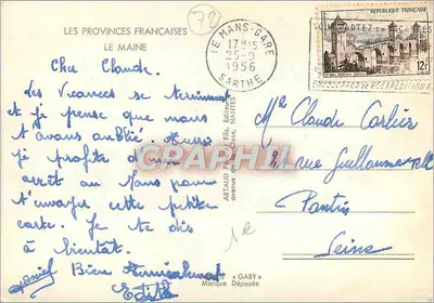 Maine — Prowincje Francuskie — Wydawca Artaud & Cie, Nantes — Rewers