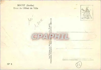 Mayet (Sarthe) — Praça do Hotel de Ville — Éditions du Moulin (S.A.O.) — Verso