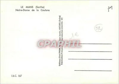 Le Mans (Sarthe) — Najświętsza Maryja z Couture — Wydawnictwo Art YVON, 30 Avenue Jean Jaurès, Arcueil (Seine) 651 — Rewers