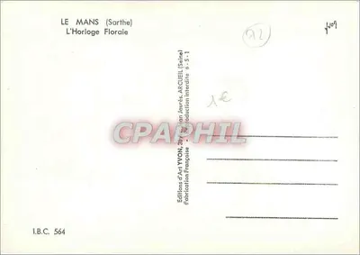 Le Mans (Sarthe) — L'Horloge Florale — Éditions d'Art YVON, Arcueil (Seine) — Rewers