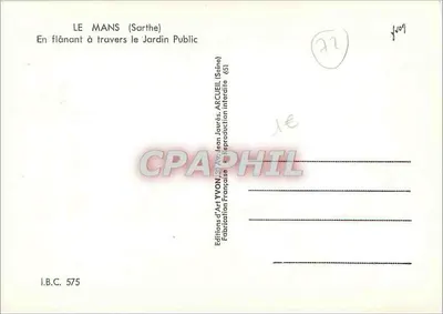 Le Mans (Sarthe) — Spacerem po ogrodzie publicznym — Wydawnictwo Sztuki YVON, 30 Av. Jean Jaurès, Arcueil (Seine) — Rewers