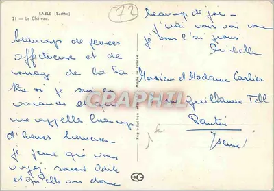 Sablé (Sarthe) — O Castelo — reprodução n°72 — Verso