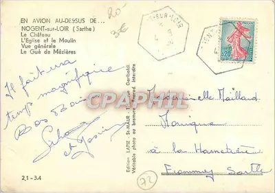 Nogent-sur-Loir — widok z powietrza — Wydawnictwo LAPIE - St-MAUR — Rewers