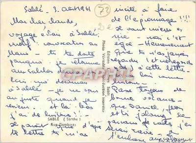 Sablé — rua Gambetta — Édition Lumière — Verso