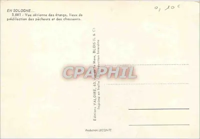 Jeziora Sologne — Widok z lotu — Wydawnictwo Valoire, Blois — Rewers