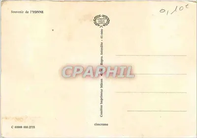 Ricordo dell'Yonne — 9 luoghi della regione — editore Combier Imprimeur Mâcon — Verso