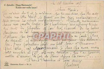 Taniec folklorystyczny — scena ogrodowa — Elsässische Kunst — Nr. 14 — Rewers