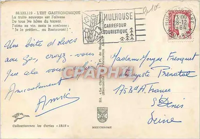 Truita dzikie — L'EST GASTRONOMIQUE — Wyd. La Chambre d'Agitation André, Mexichrome — Rewers