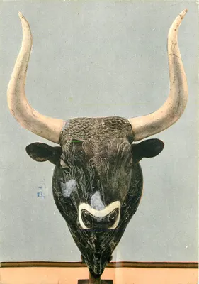 Cabeça de touro em estatita — Museu de Knossos — Heraclion