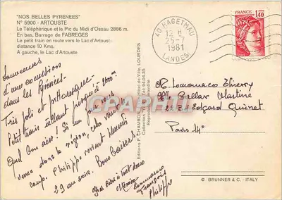 Artouste — Lago de Artouste, teleférico e pequeno trem — Edições Brunner & C. - ITALIA — Verso