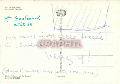 Salernes (Var) — Stara fontanna — Drukarnia Combière Mâcon — Rewers