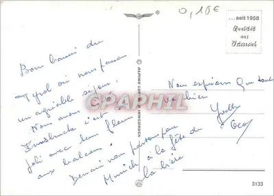 Paisaż alpejski w jesieni — zasne góry, złote krawędzie — Alpine Luftbild Innsbruck, n°3133 — Rewers