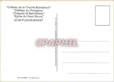 Zamek La Touche Brandineuf — Zamek Pontgamp — Kaplica św. Bartłomieja — Kościół Starego Miasta — IMP. GUIBERT — Rewers