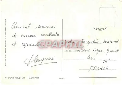 Afryka — Elefanci w rzecce — SAPRA STUDIO, NAIROBI, n°4106 — Rewers
