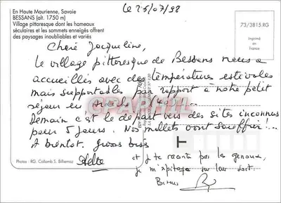 Bessans — Village pitoresco na Alta Maurienne — RG — Verso