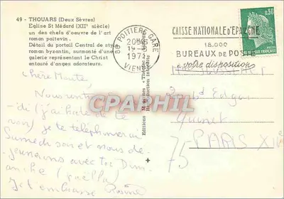 Kościół Świętego Medarda w Thouars — Centralny portyk w stylu romańsko-byzantyjskim — Wydawnictwo Théâtres, reprodukcja obrazowa — Rewers