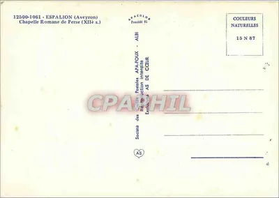 Espalion (Aveyron) — Romaneska kaplica Perse (XI w.) — Société des Cartes Postales APA-POUX, Albi — Rewers