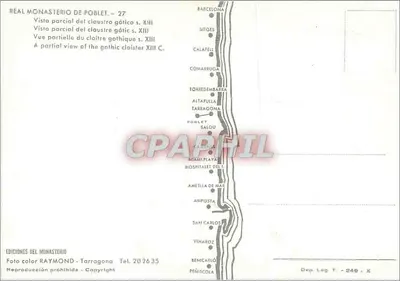 Klasztor królewski w Poblet — częściowy widok klasztoru gotyckiego z XIII wieku — Wydawnictwo Klasztoru — Rewers