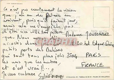 Palma de Mallorca — zachód słońca nad portem i katedrą — wydawca Icaria, nr 15-064 — Rewers