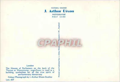 Casas do Parlamento — Westminster, Londres — J. Arthur Dixon, n° 657 — Verso