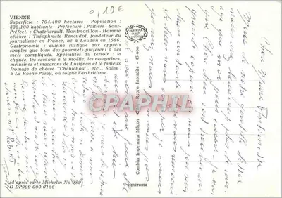 Viena — Departamento 86 — Carta postal turística com mapa e fotos de atrações — Verso