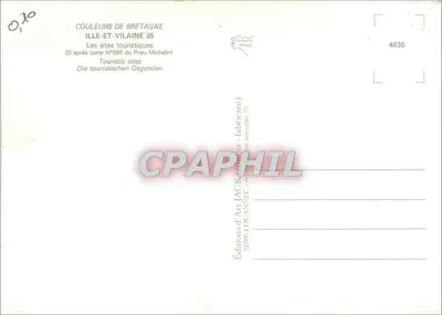 Ille-et-Vilaine — Carta turistica con vista di Saint-Malo, Dinard, Rennes, Mont-Saint-Michel e altri siti — Éditions d'Art Jack, Louvain-la-Neuve — Verso