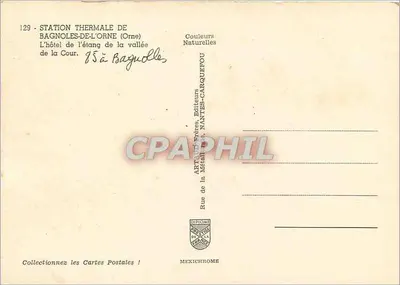 Hôtel de l'étang de la Vallée — Bagnoles-de-l'Orne — Artaud Frères, Nantes — Verso