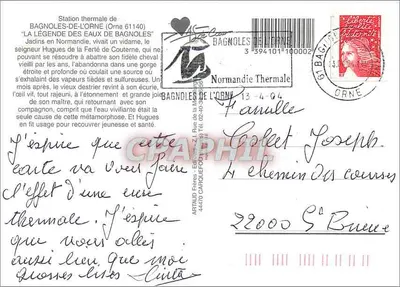 La Leggenda delle Acque di Bagnoles — Stazione termale di Bagnoles-de-l'Orne — editore Artaud Frères — Verso