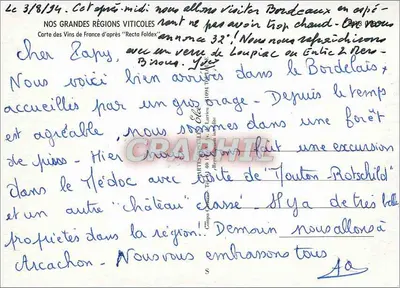 Carta de los Vinos de Francia — Recta Foldex — NUESTRAS GRANDES REGIONES VITÍCOLAS — Reverso