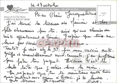 A Costa Azul — CARRY-LE-ROUET — Editor AS de Cœur — Verso