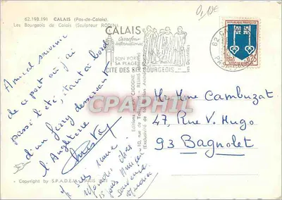Les Bourgeois de Calais — Rzeźba Rodina — Wydawnictwo Tallemant, Paryż — Rewers