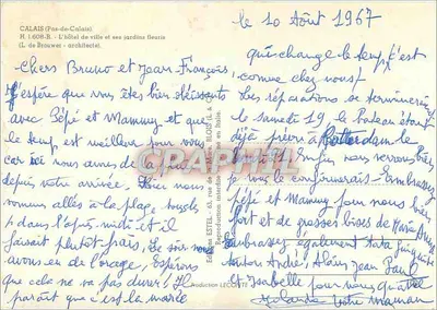 Calais — Hôtel de ville i jego kwitnące ogródki — Wydawca ESTEL & Cie, n° 1.608-B — Rewers