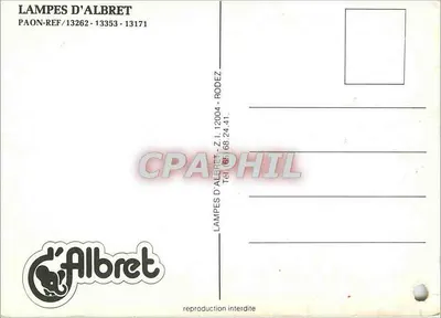Lampy Albret — prezentacja lamp — wydawca LAMPES D'ALBRET — Rewers