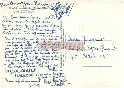 Castillo Abbadia — Hendaye (Bajas Pirineos) — Editor L. Chatagneau, N° 1258 — Reverso