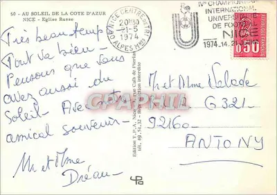 Igreja russa — Nice — Edição Y.P.A. Nice — Verso