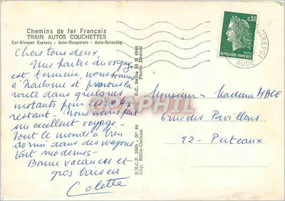 Rodzina w wagonie sypialnym — Francuskie Koleje — seria 64 — Rewers